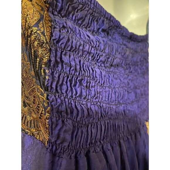 Silk Strapless Tiered Dress Purple/Eggplant Iridescent Size S/M - Picture 11 of 16